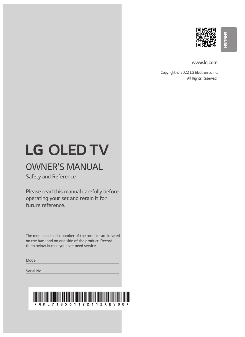 Page 1 de la notice Manuel utilisateur LG OLED77C2PSC