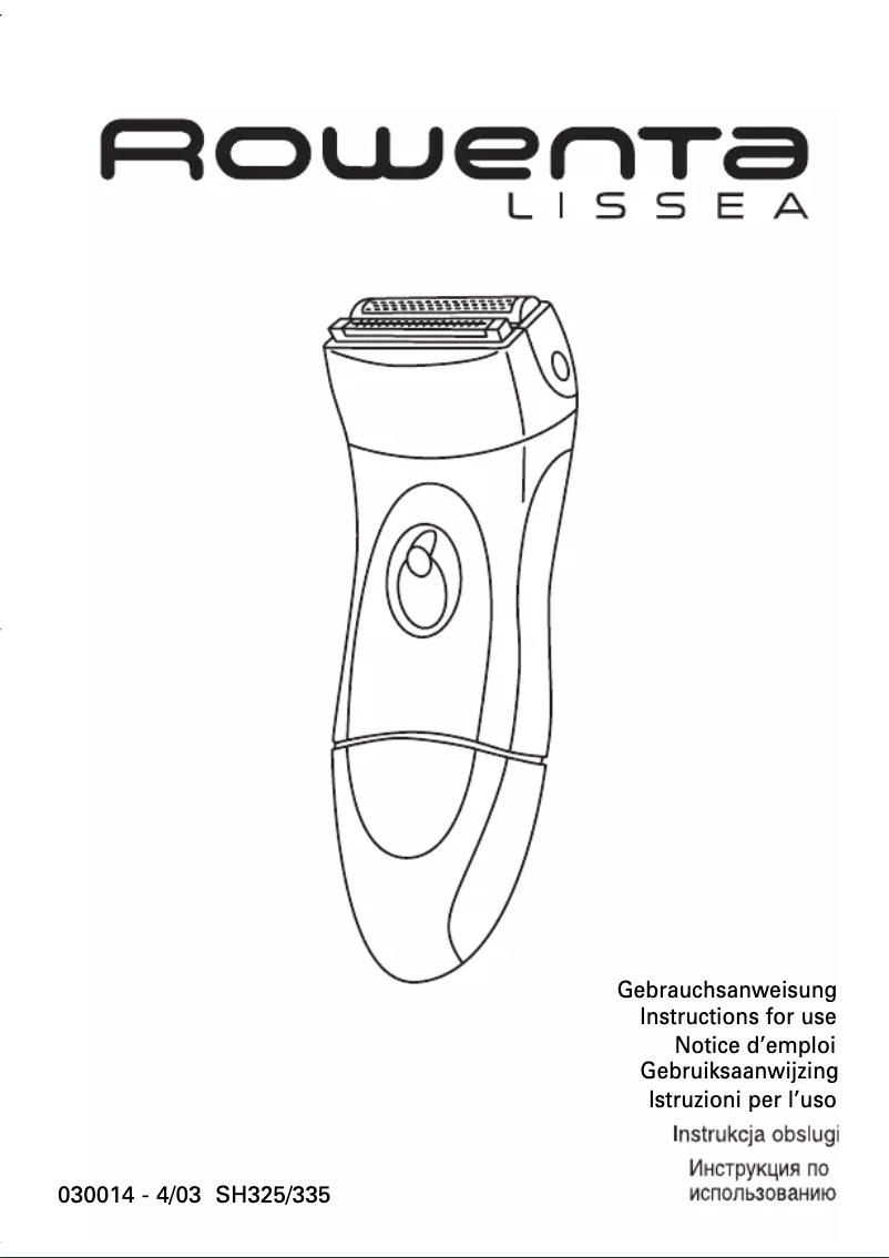 Página 1 del manual Manual de usuario Rowenta Lissea SH325