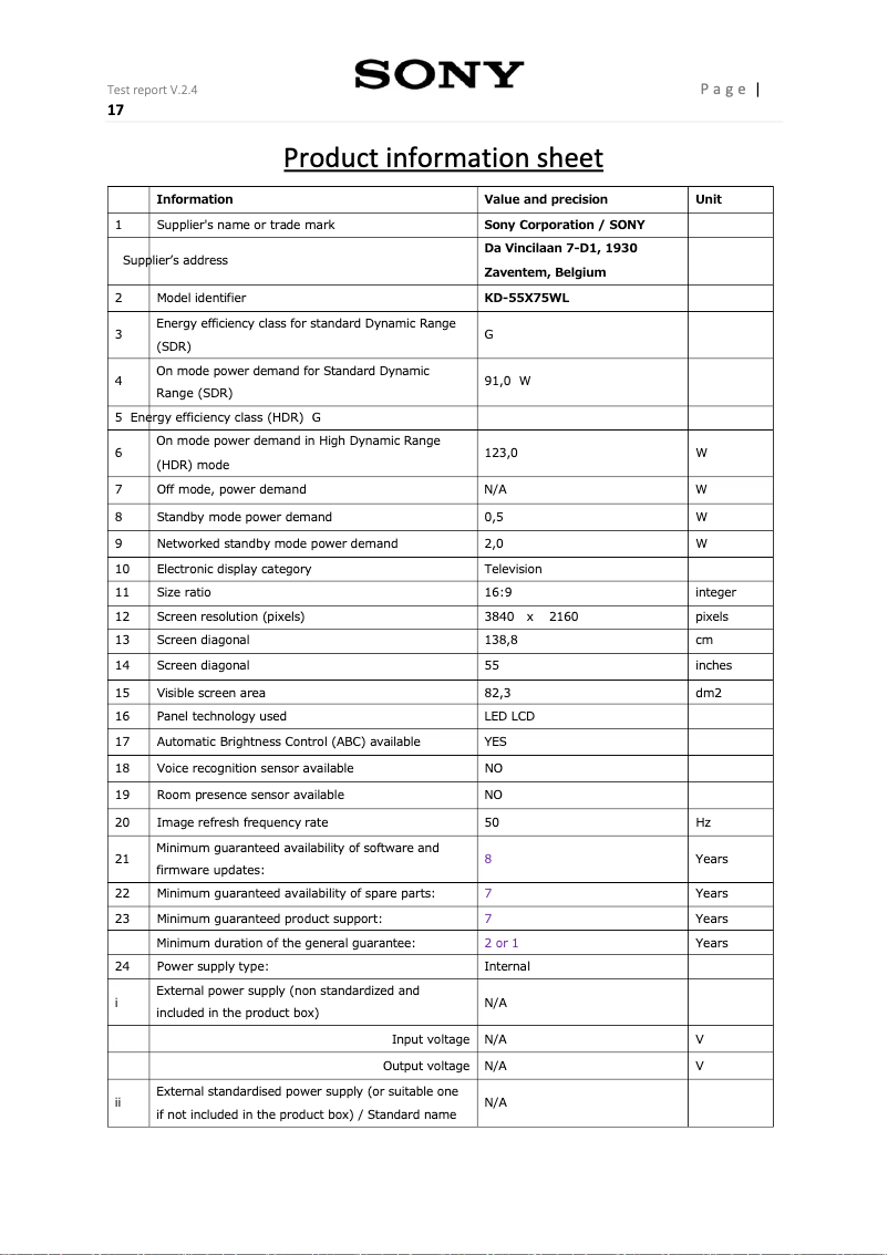 Image de la première page du manuel de l'appareil KD-55X75WL