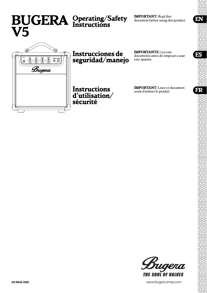 Page n°1 - Manuel utilisateur Bugera V5