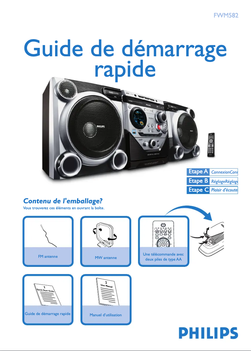 Page n°1 - Guide de démarrage rapide Philips FWM582