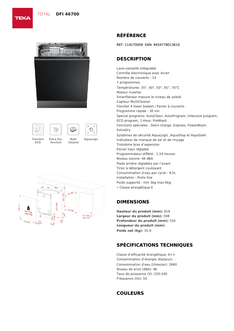 Image de la première page du manuel de l'appareil DFI 46700