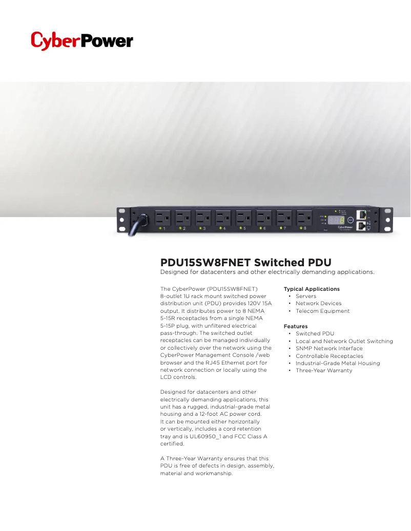 Image de la première page du manuel de l'appareil PDU15SW8FNET