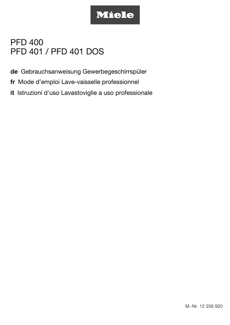 Page 1 de la notice Manuel utilisateur Miele PFD 400 WB Speed