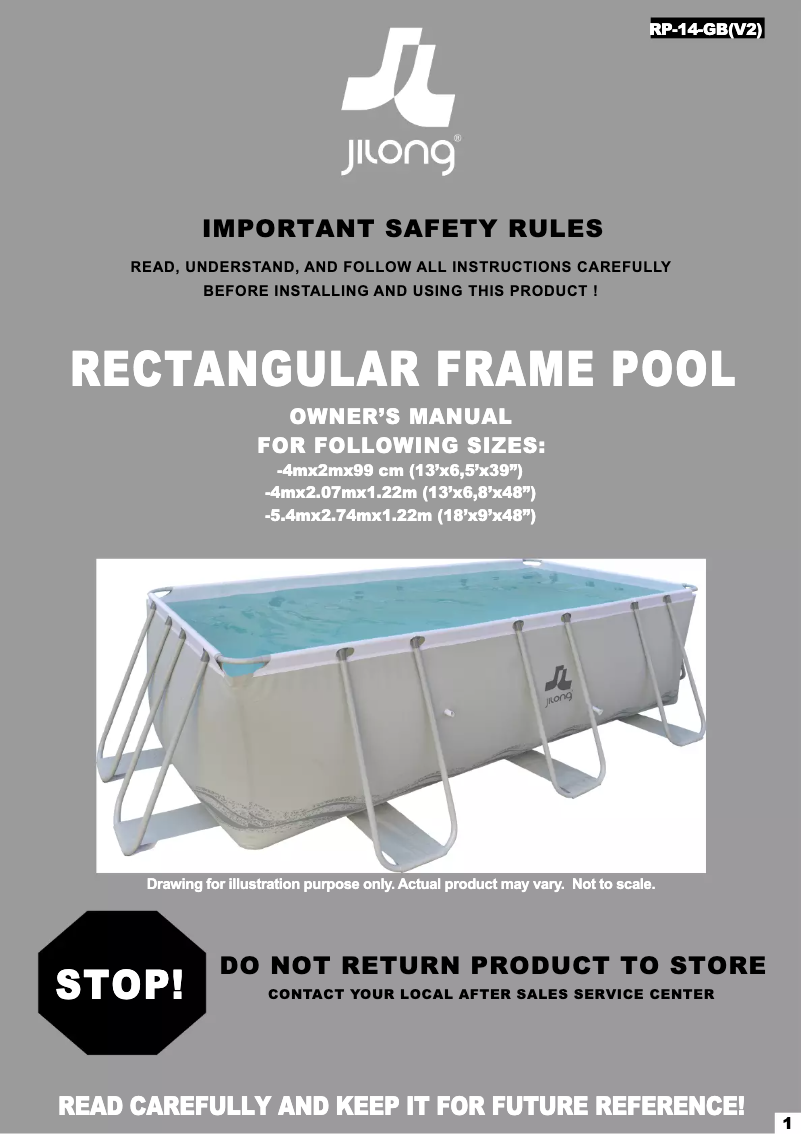 Page 1 de la notice Manuel utilisateur JILONG Rectangular (540x274x122)