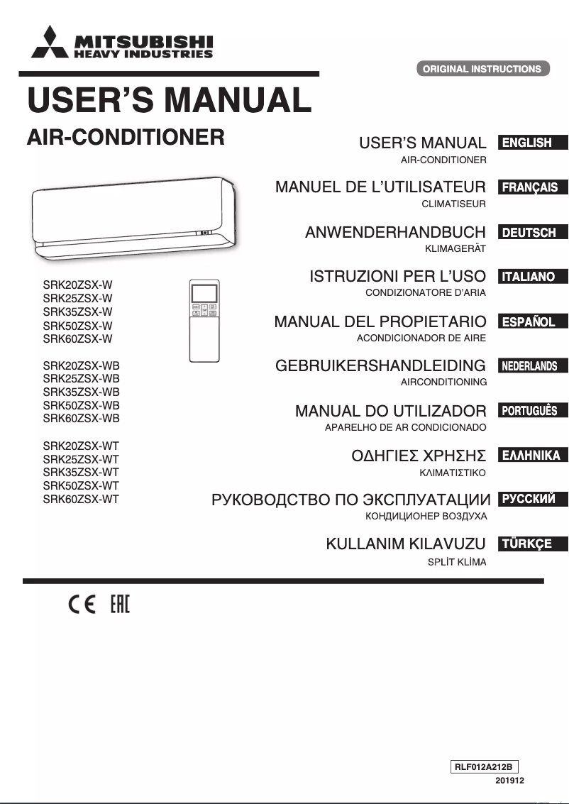 Página 1 del manual Manual de usuario Mitsubishi SRK60ZSX-W