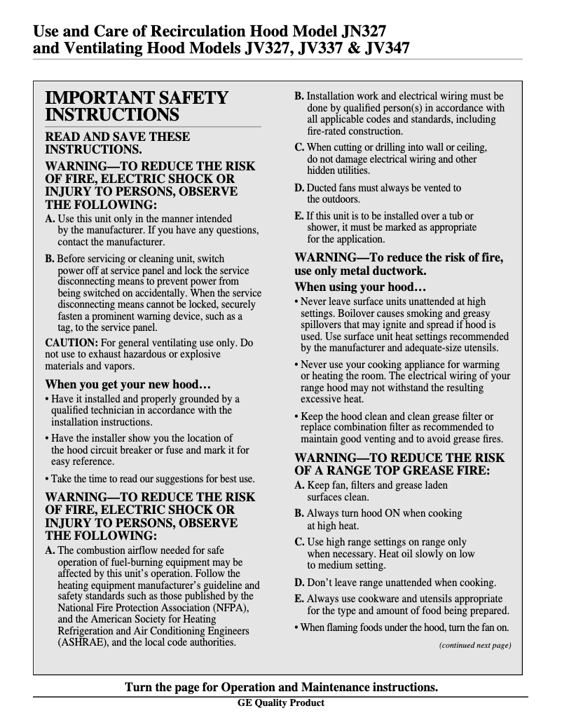 Image de la première page du manuel de l'appareil JV337XWH