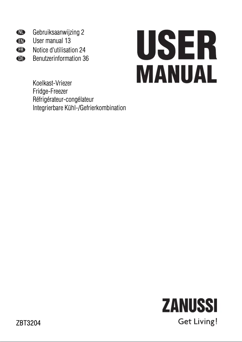 Page n°1 - Manuel utilisateur Zanussi ZBT 3204 195l