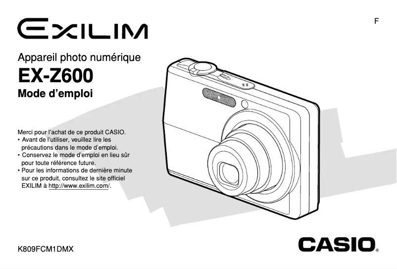 Page n°1 - Manuel utilisateur Casio Exilim EX-Z600
