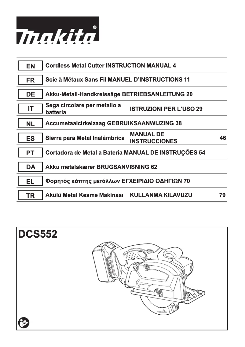 Page n°1 - Manuel utilisateur Makita DCS552Z