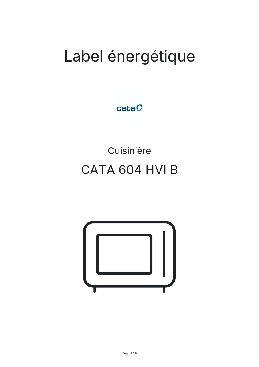 Page n°1 - Label énergétique CATA 604 HVI B