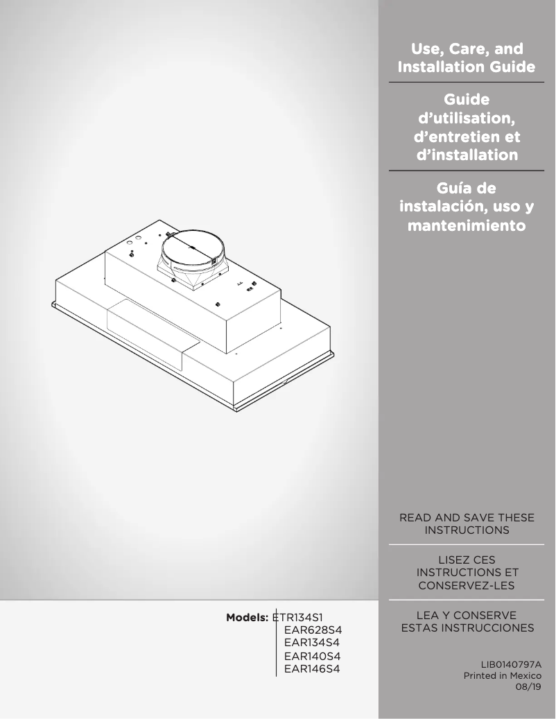 Page 1 de la notice Manuel utilisateur Elica Arezzo EAR634SS