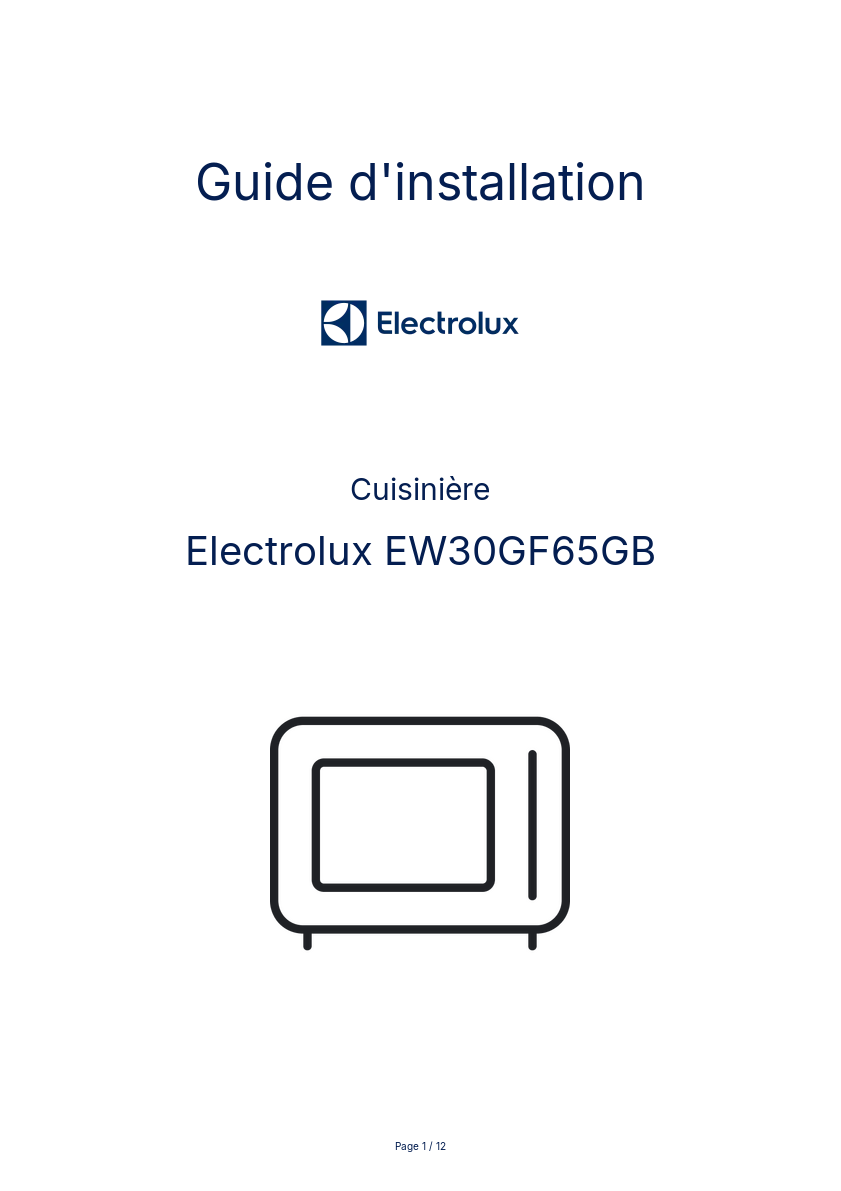 Image de la première page du manuel de l'appareil EW30GF65GB
