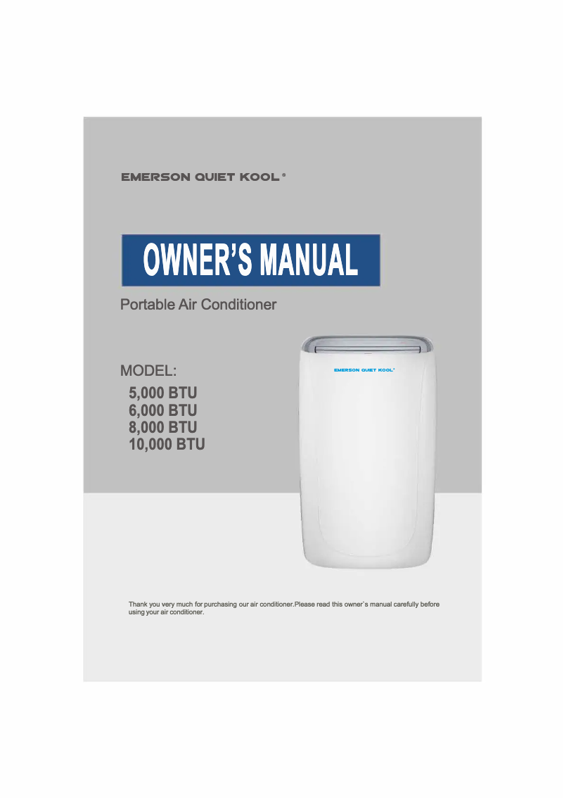 Page 1 de la notice Manuel utilisateur Emerson Quiet Kool EAPC5RSC1