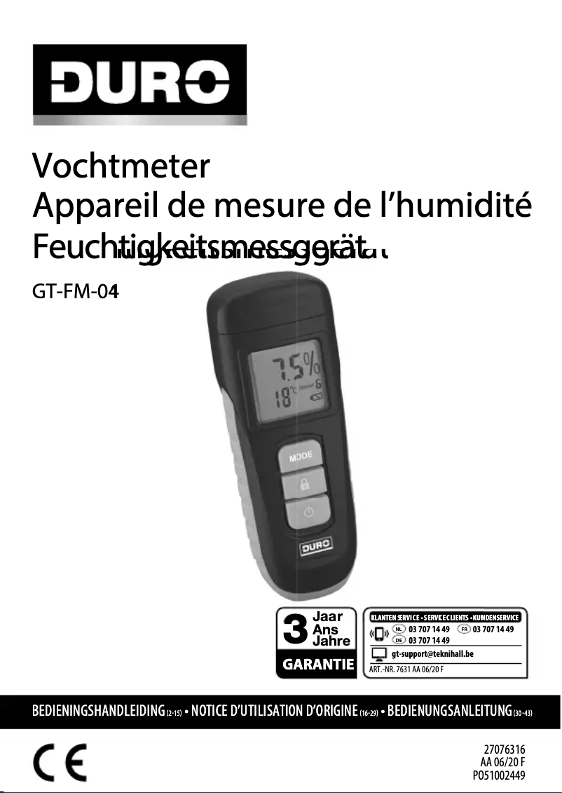 Página 1 del manual Manual de usuario DURO GT-FM-04