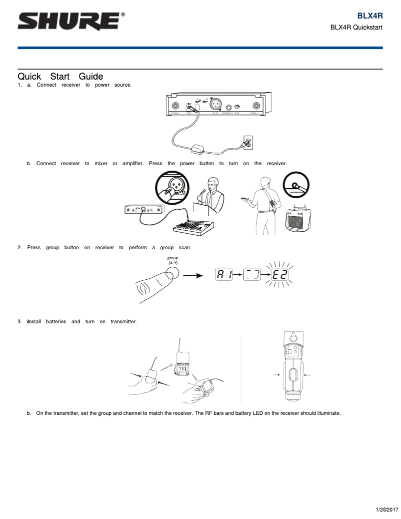 Page 1 de la notice Guide de démarrage rapide Shure BLX4R