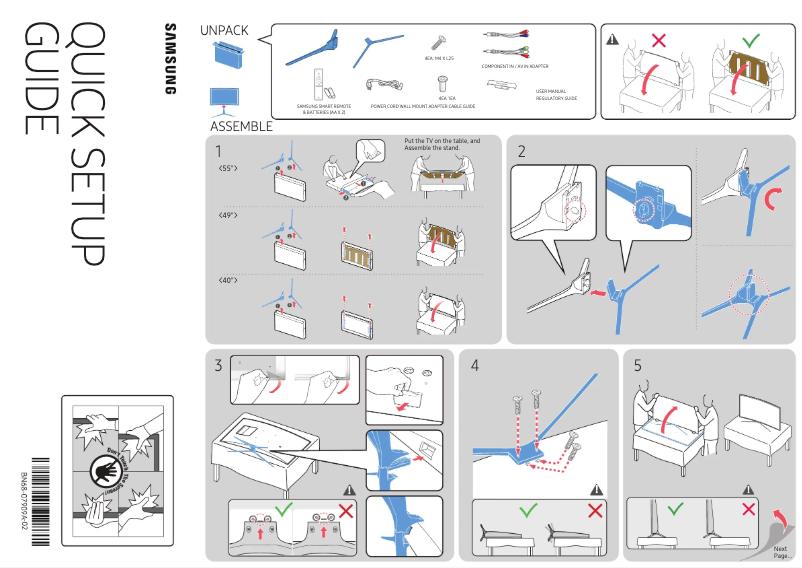 Page 1 de la notice Guide d'installation Samsung UN55K6250AF