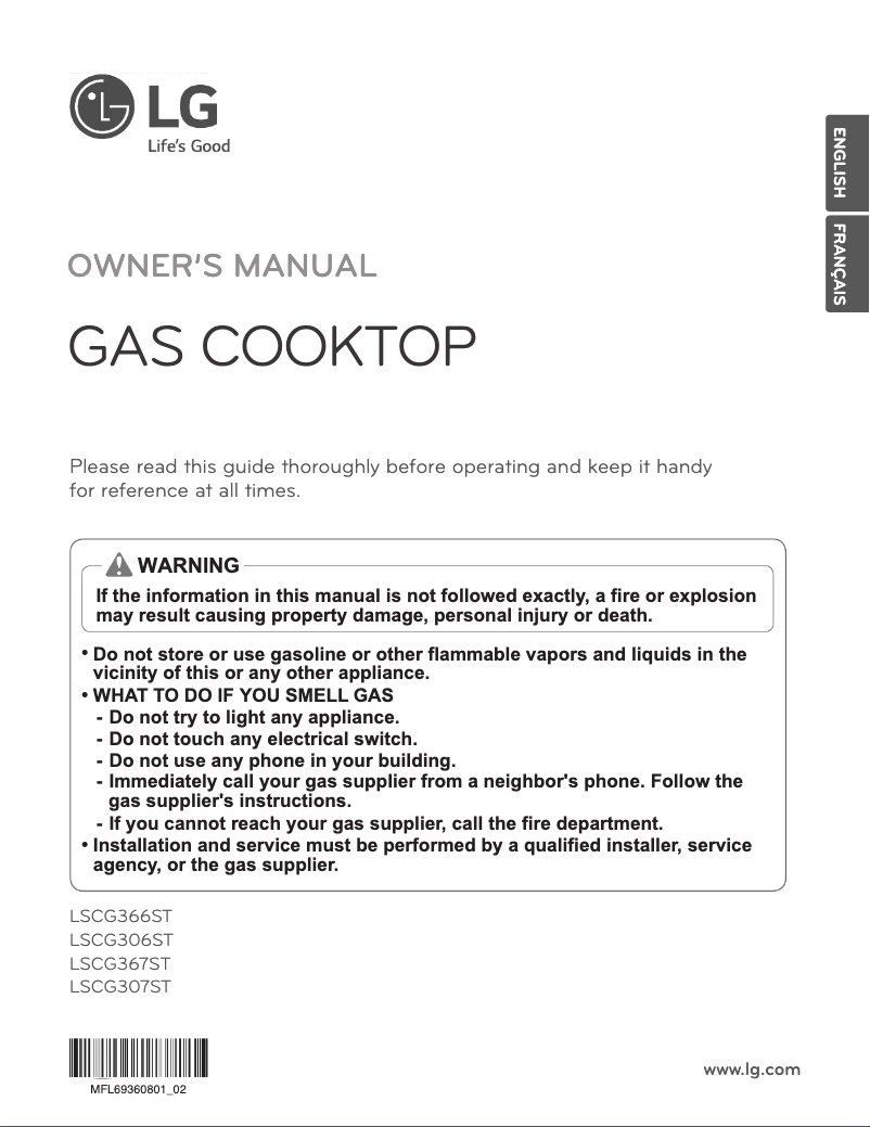 Page 1 de la notice Manuel utilisateur LG LSCG307ST