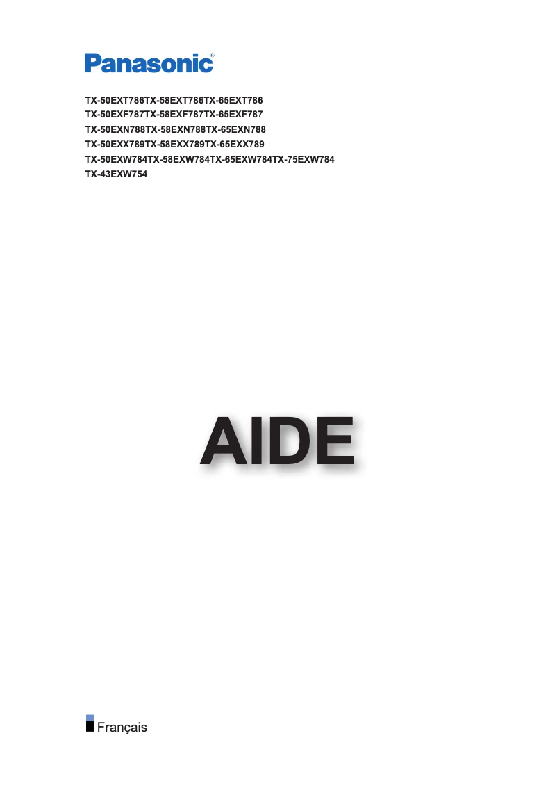 Image de la première page du manuel de l'appareil Viera TX-50EXX789