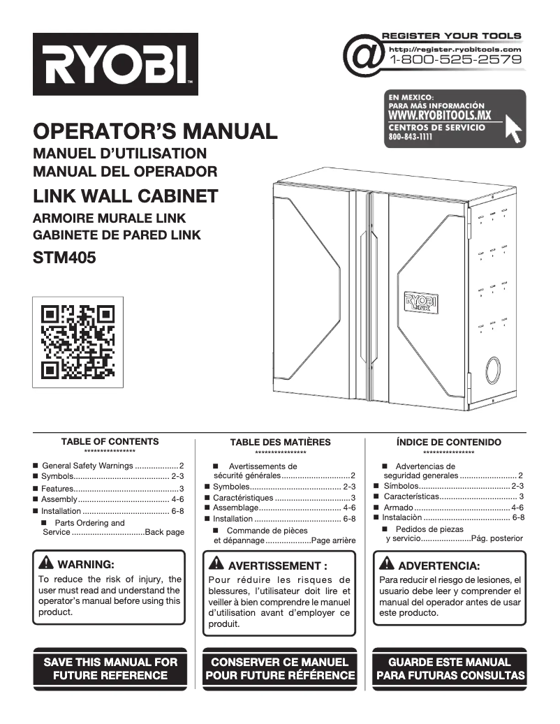 Page n°1 - Manuel utilisateur RYOBI STM405