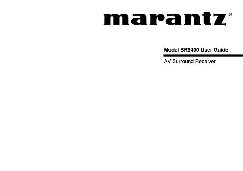 Image de la première page du manuel de l'appareil SR-5400