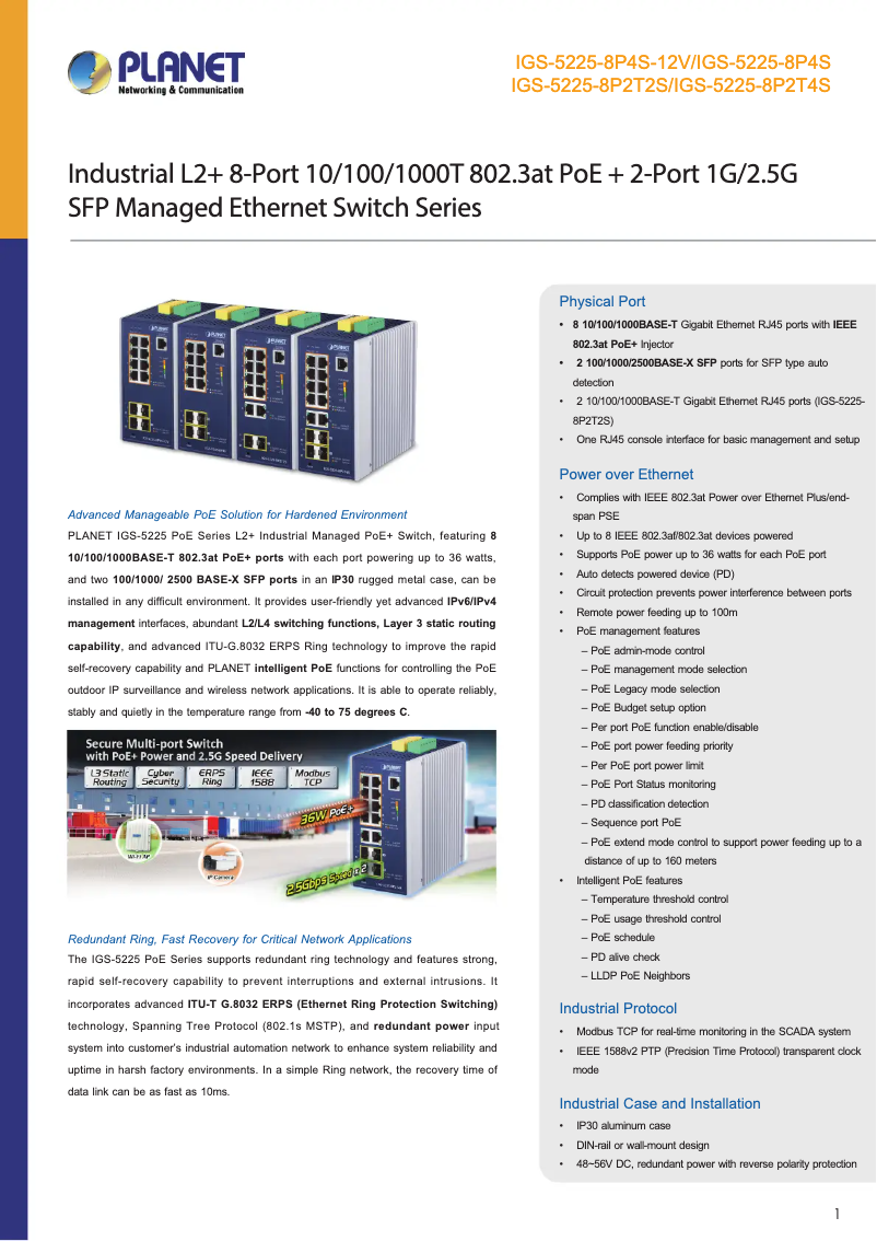 Image de la première page du manuel de l'appareil IGS-5225-8P2T4S