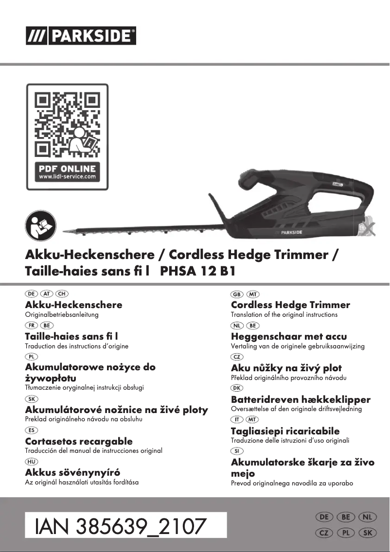 Image de la première page du manuel de l'appareil PHSA 12 B1
