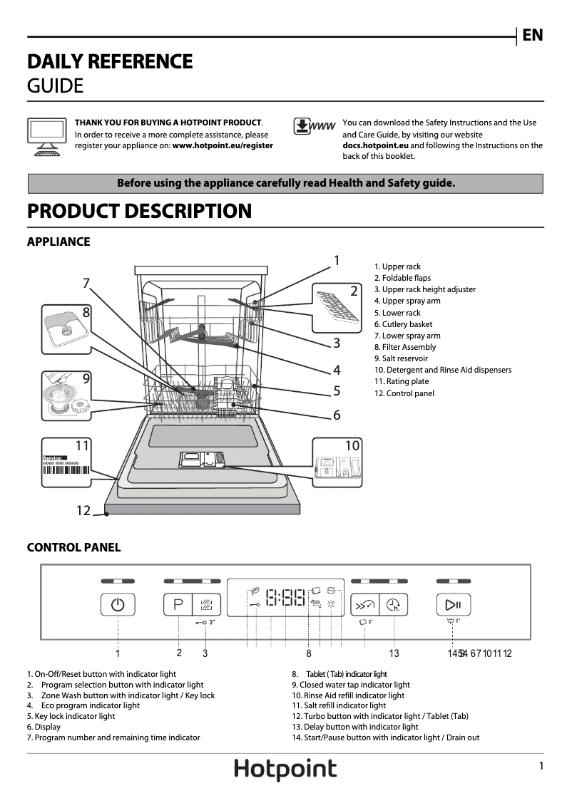 Page 1 de la notice Manuel utilisateur Hotpoint HFC 3C26 X UK