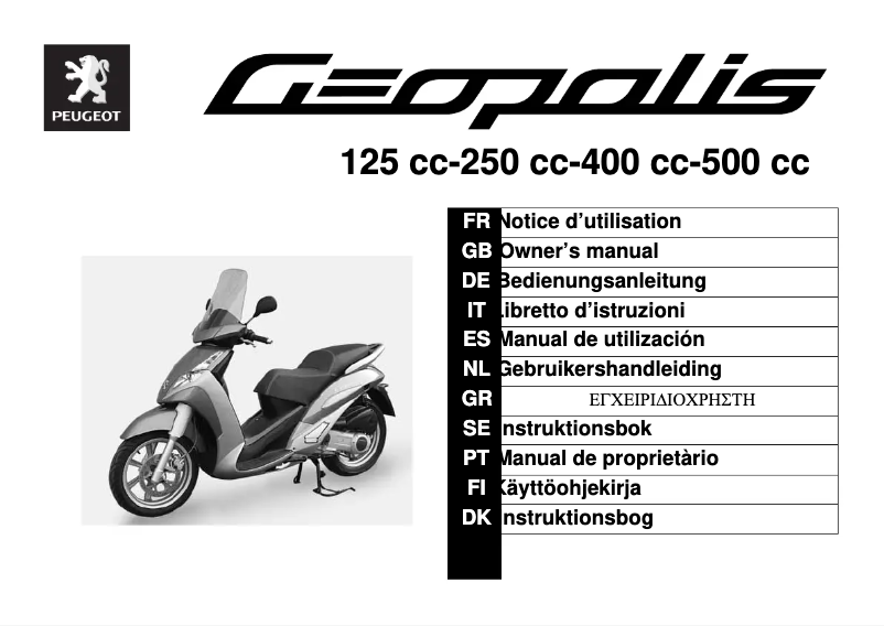 Page 1 de la notice Manuel utilisateur Peugeot Geopolis 400cc
