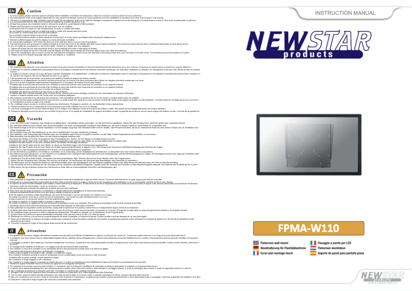 Page 1 de la notice Manuel utilisateur Newstar FPMA-W110