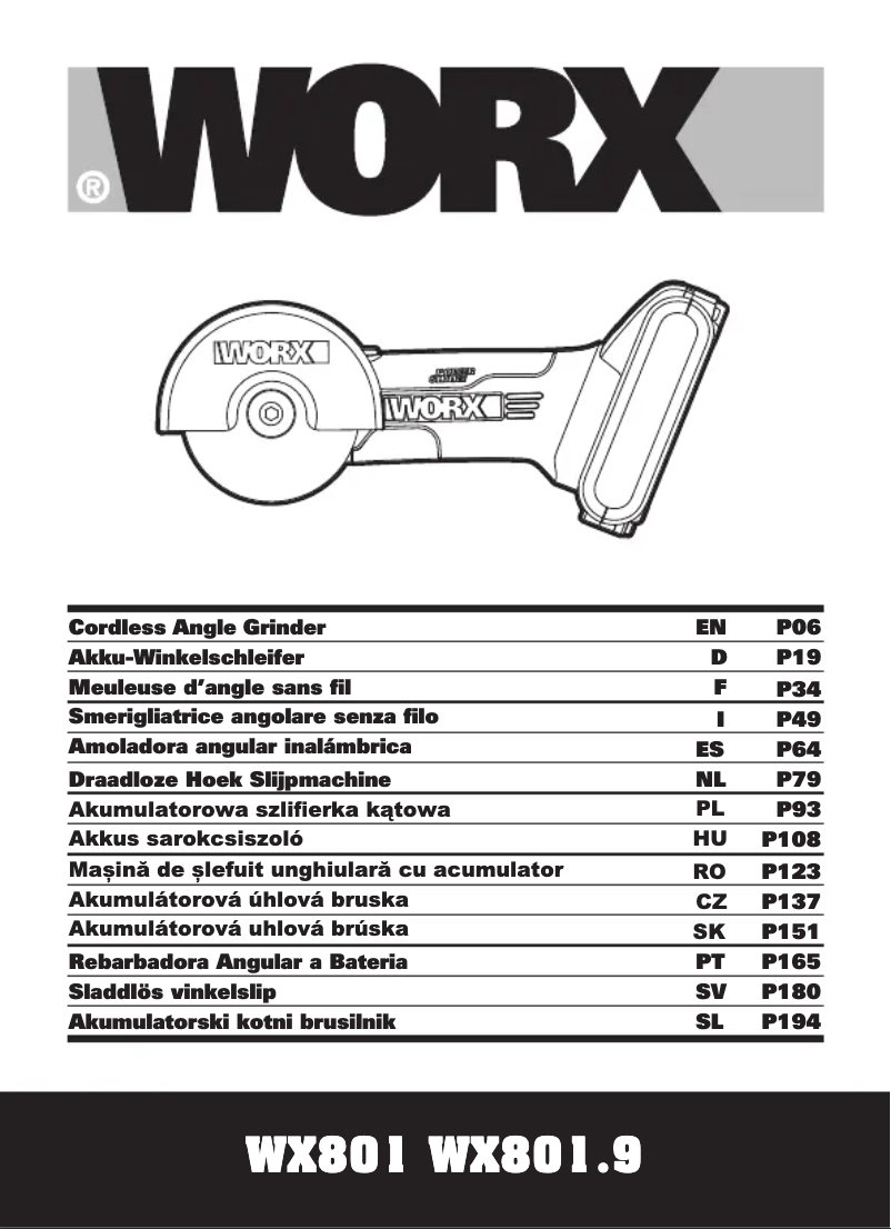Page 1 de la notice Manuel utilisateur Worx WX801.9