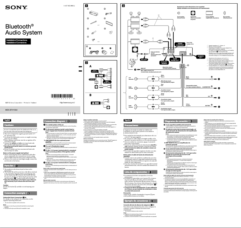 Página 1 del manual Guía de instalación Sony MEX-BT4150U