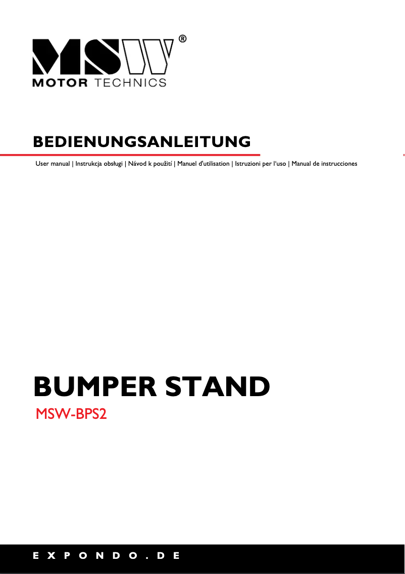 Image de la première page du manuel de l'appareil MSW-BPS2