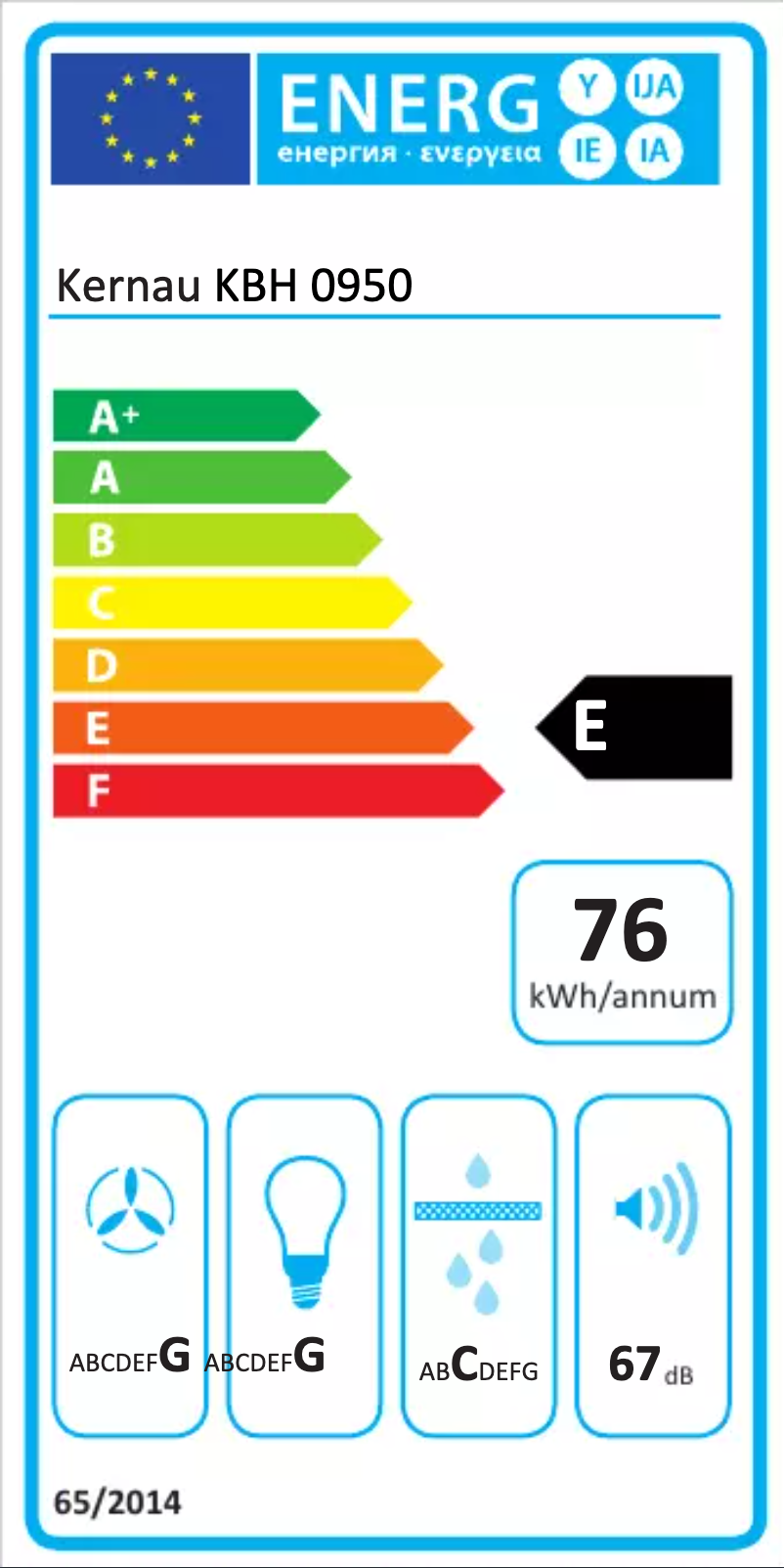 Page n°1 - Label énergétique Kernau KBH 0950 W