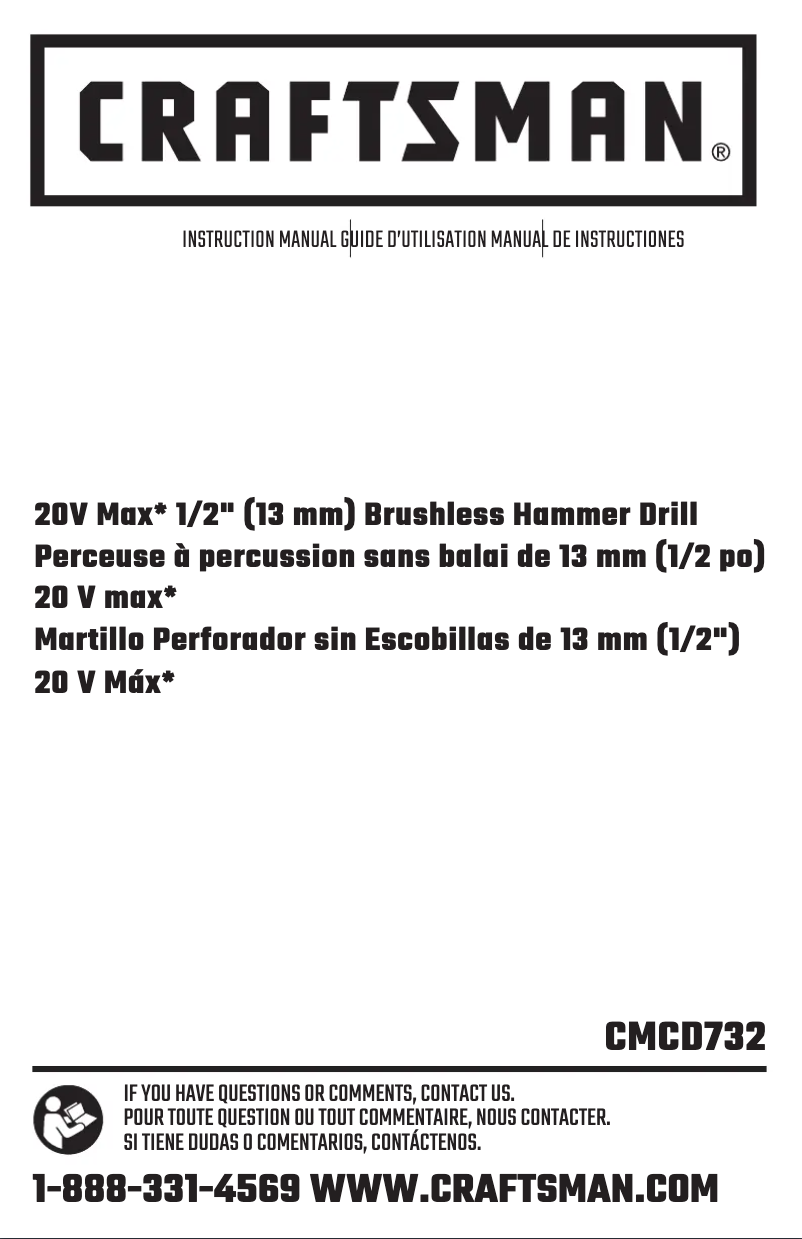 Page 1 de la notice Manuel utilisateur Craftsman CMCD732