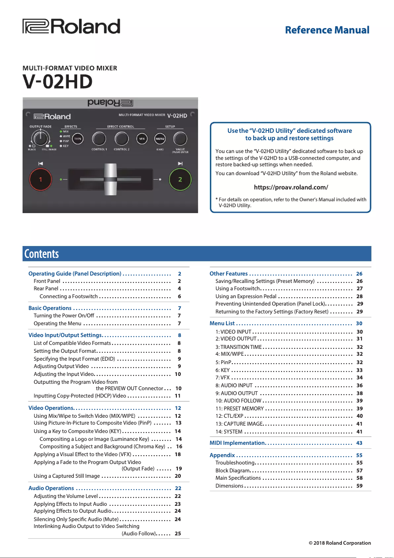 Page n°1 - Manuel utilisateur Roland V-02HD