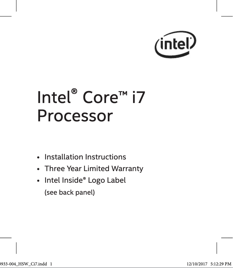 Page n°1 - Manuel utilisateur Intel Core i7-9700F