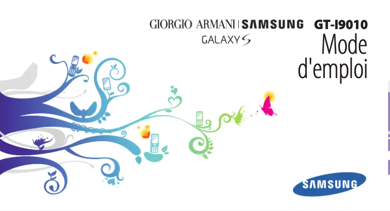 Image de la première page du manuel de l'appareil Galaxy S Giorgio Armani GT-i9010