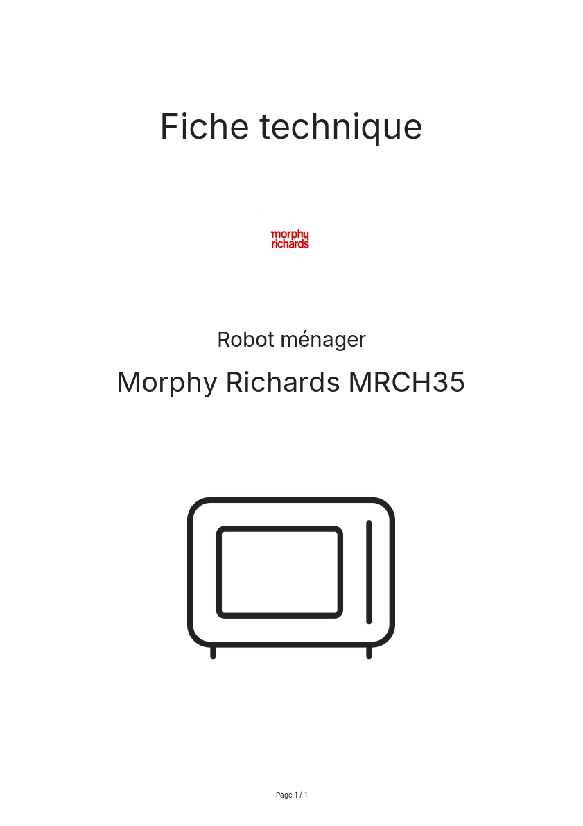 Page n°1 - Fiche technique Morphy Richards MRCH35
