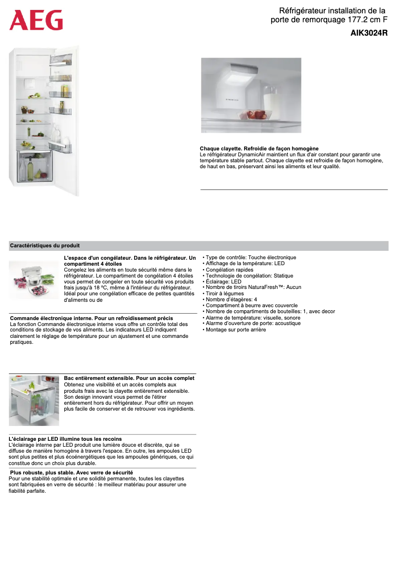 Page n°1 - Fiche technique AEG AIK3024R