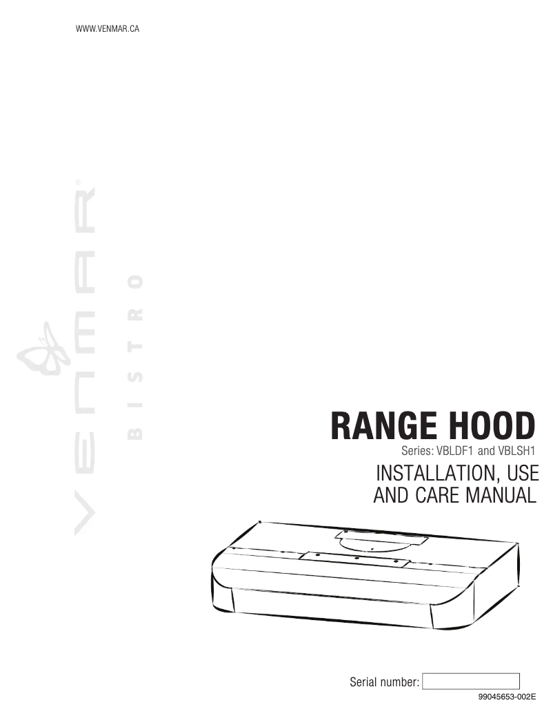 Page 1 de la notice Guide d'installation Venmar Bistro VBLSH130WW