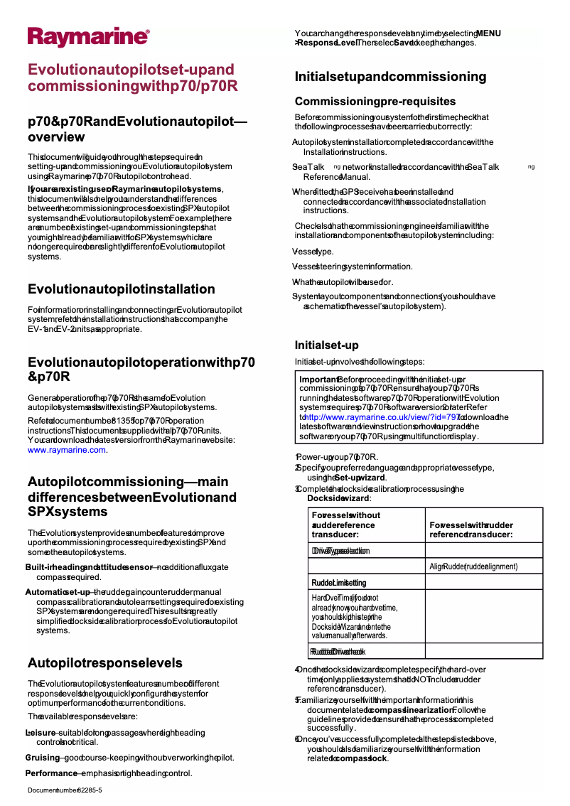 Page 1 de la notice Manuel utilisateur Raymarine Evolution p70