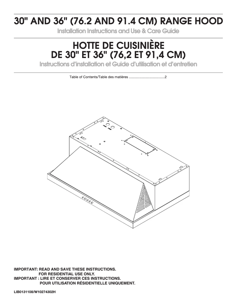 Page 1 de la notice Guide d'installation Amana UXT5536AAS