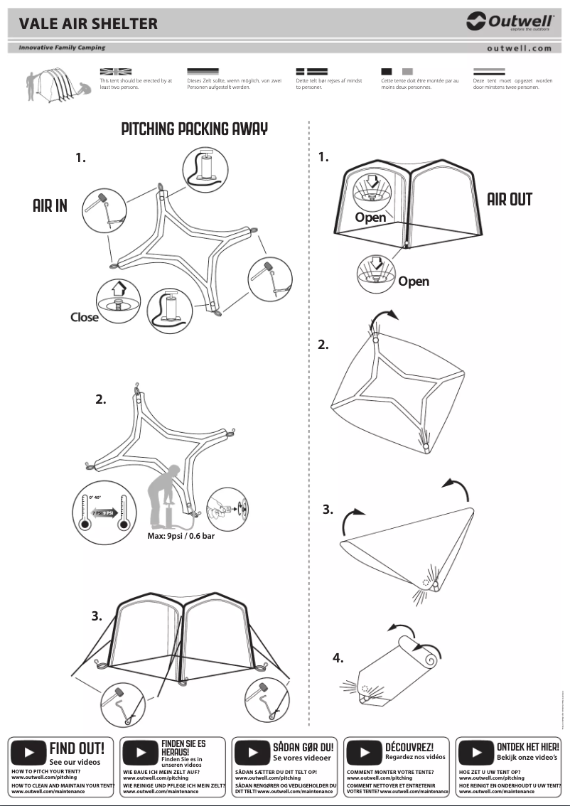 Page 1 de la notice Manuel utilisateur Outwell Vale Air Shelter