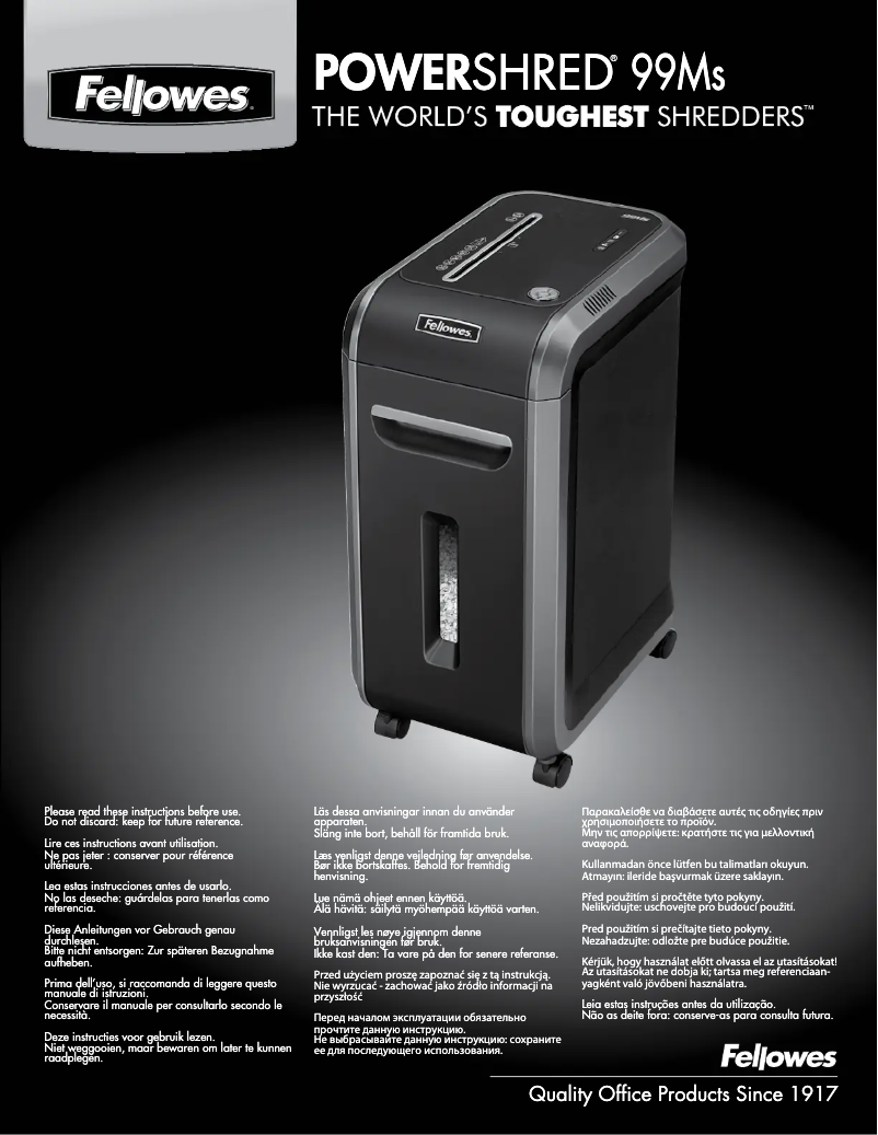 Page 1 de la notice Manuel utilisateur Fellowes 4609901