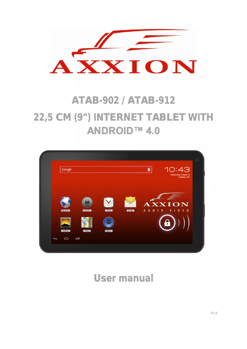 Page n°1 - Manuel utilisateur Axxion ATAB-912