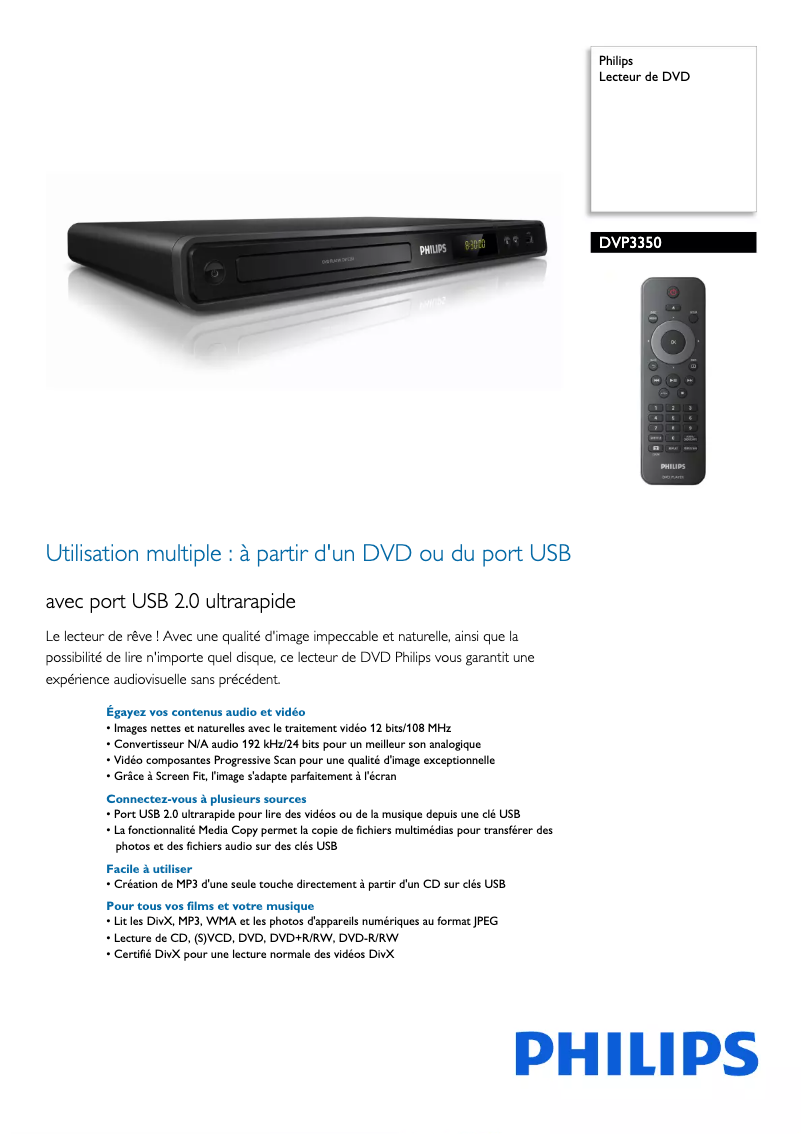 Imagen de la primera página del manual del dispositivo DVP3350