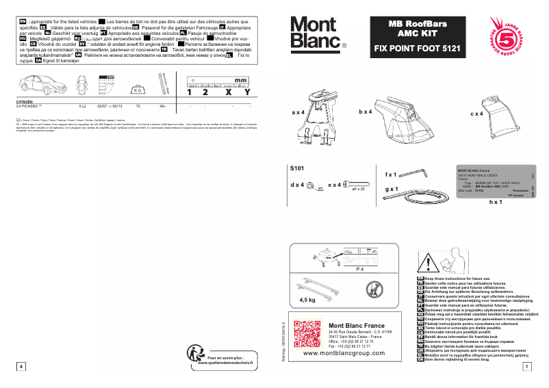 Page 1 de la notice Manuel utilisateur Mont Blanc AMC 5121
