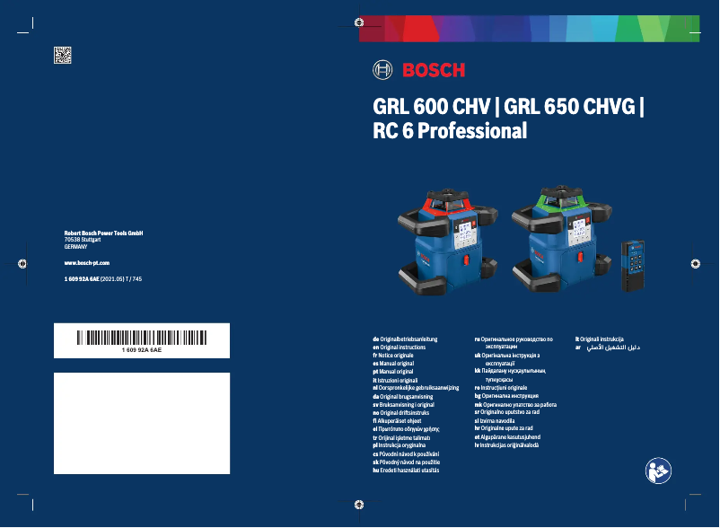 First page image of the manual for GRL 600 CHV Professional