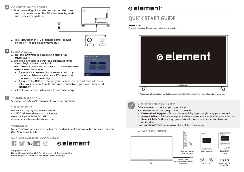 Page 1 de la notice Guide de démarrage rapide Element ELST4316S